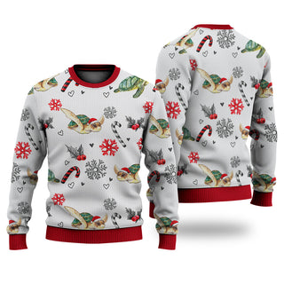 Turtle Christmas Pattern Sweater Christmas Knitted Print Sweatshirt - Best Gift For Christmas, Noel