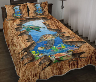 Turtle On The Ocean After A Crack QBS Quilt Bed Set Bedroom Decoration Twin/Queen/King Size Bedding