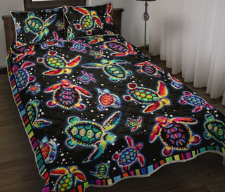 Turtle Painting Color QBS Quilt Bed Set Bedroom Decoration Twin/Queen/King Size Bedding