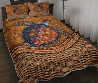 Turtle Rattan Texture QBS Quilt Bed Set Bedroom Decoration Twin/Queen/King Size Bedding