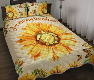 Turtle Sunflower Butterfly Watercolor QBS Quilt Bed Set Bedroom Decoration Twin/Queen/King Size Bedding