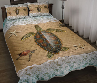 Turtle Wallpaper QBS Quilt Bed Set Bedroom Decoration Twin/Queen/King Size Bedding