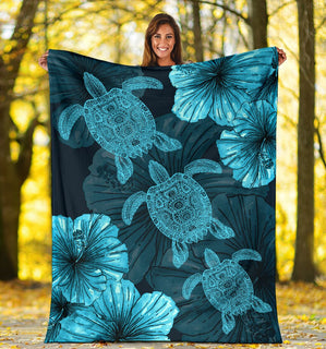 Turtle With Hibiscus Blanket Sofa Bed Throws Lightweight Cozy Bed Blanket Soft Suitable For All Season