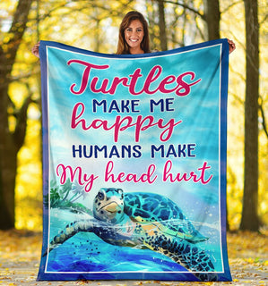 Turtles Make Me Happy Pre Blanket Sofa Bed Throws Lightweight Cozy Bed Blanket Soft Suitable For All Season