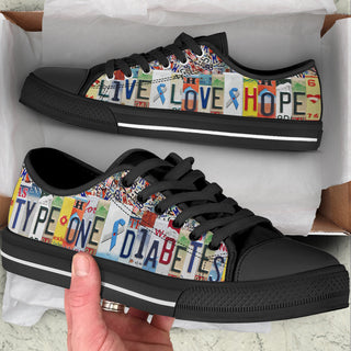 Type One Diabetes Shoes Live Love Hope License Plates Low Top Shoes Canvas Shoes - Best Gift For Men And Women