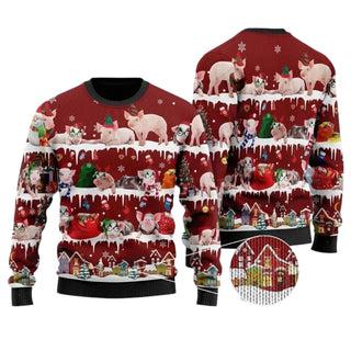 Xmas Funny Pigs Ugly Christmas Sweater For Men & Women Christmas Gift Sweater US2419