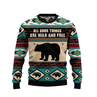 Bear Wild And Free Ugly Christmas Sweater For Men & Women Christmas Gift Sweater US3463