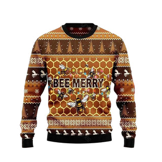 Bee Merry Ugly Christmas Sweater For Men & Women Christmas Gift Sweater US3469