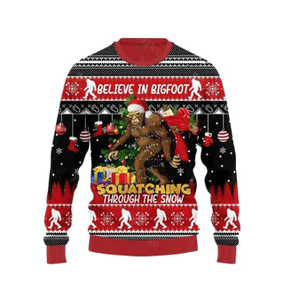 Believe In Bigfoot Ugly Christmas Sweater For Men & Women Christmas Gift Sweater US3478