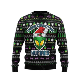 Alien Merry Christmas Humans Ugly Christmas Sweater For Men & Women Christmas Gift Sweater US3668