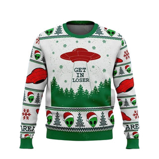 Alien Get In Loser Ugly Christmas Sweater For Men & Women Christmas Gift Sweater US3690