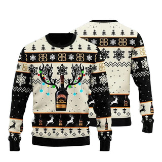 Wine Reindeer Ugly Christmas Sweater For Men & Women Christmas Gift Sweater US3696