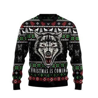 Awesome Wolf Christmas Is Coming Ugly Christmas Sweater For Men & Women Christmas Gift Sweater US3726