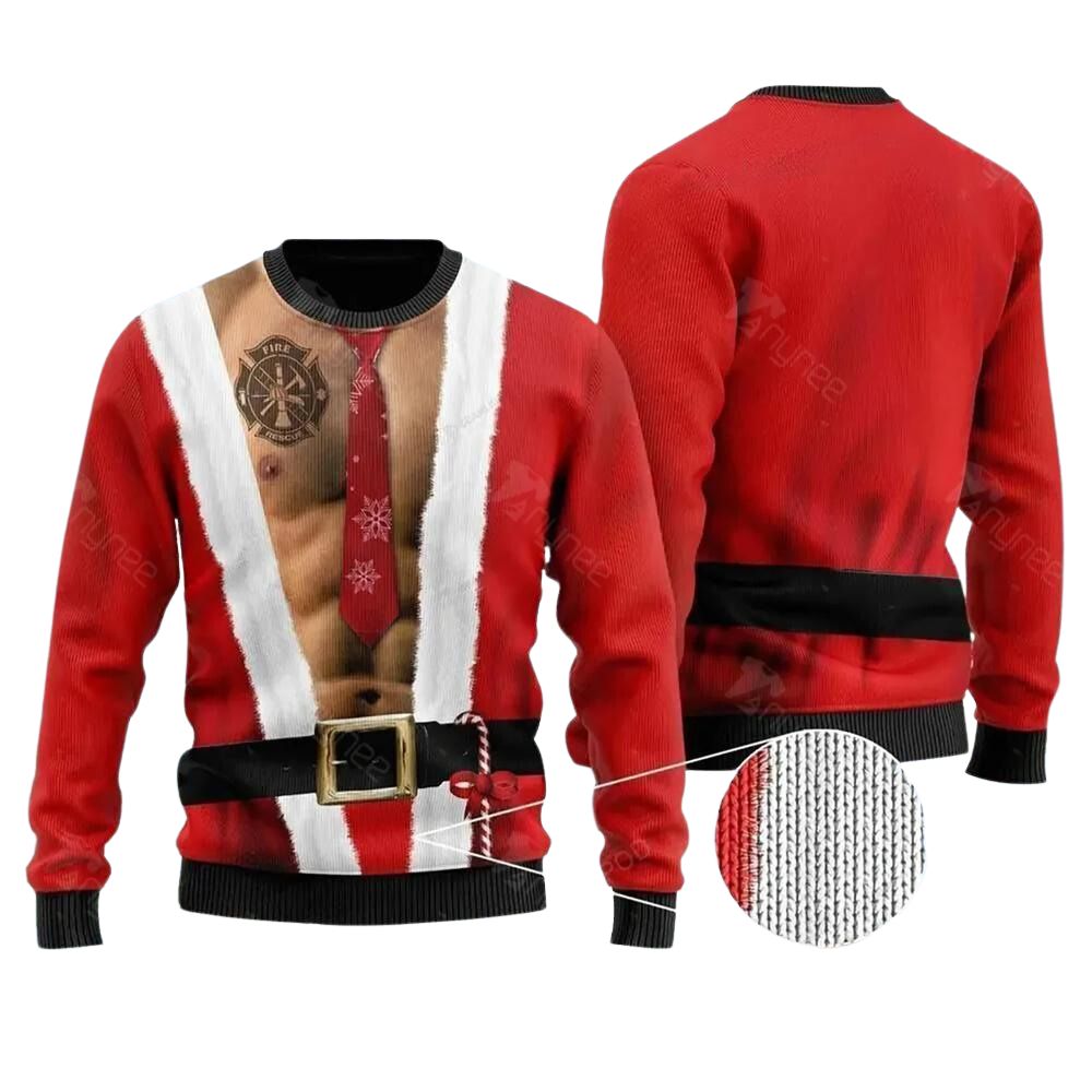 Shirtless Santa Covered In Tattoos For Christmas Adult Christmas Jumper |  eBay