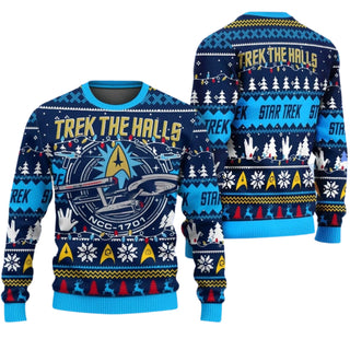 Trek The Halls Ugly Christmas Sweater For Men & Women Christmas Gift Sweater US4463