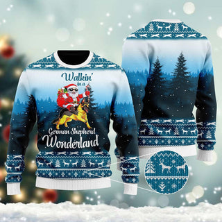 Walkin' In A German Shepherd Wonderland Ugly Christmas Sweater For Men & Women Christmas Gift Sweater US4616