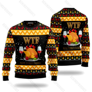 Wine Turkey Family Happy Thanksgiving Ugly Christmas Sweater For Me & Women Christmas Gift Thanksgiving Sweater USN1153