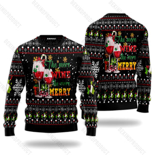 The More Wine The More Merry Ugly Christmas Sweater For Men & Women Christmas Gift Sweater USN2029