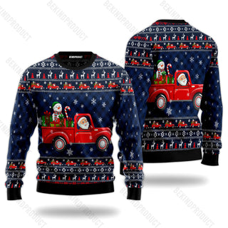 Vintage Santa Claus Red Truck Ugly Christmas Sweater For Men & Women Christmas Gift Sweater USN3019