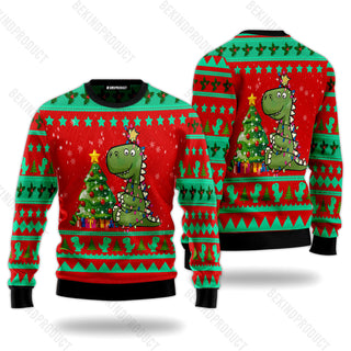 Tree T-Rex Christmas Ugly Christmas Sweater For Men & Women Christmas Gift Sweater USN3032