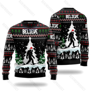 Bigfoot Believe Ugly Christmas Sweater For Me & Women Christmas Gift Thanksgiving Sweater USN3073