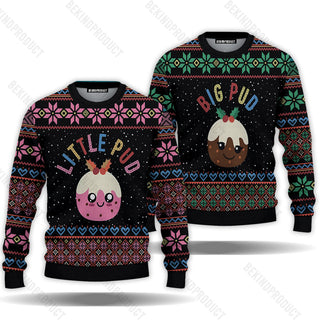 Big Pud Little Pud Couple Ugly Christmas Sweater Christmas Gift Anniversary Sweater USNC1008