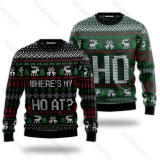 Where My Ho's At Couple Ugly Christmas Sweater Christmas Gift Anniversary Sweater USNC1012