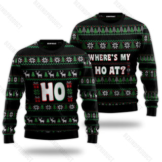 Where’s My Ho At Couple Ugly Christmas Sweater Christmas Gift Anniversary Sweater USNC1017