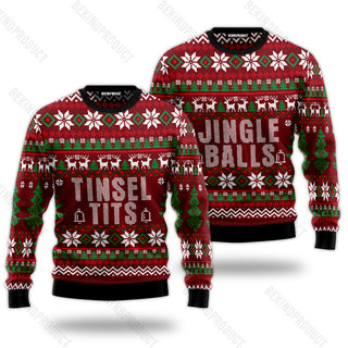 Tinsel Tits Jingle Balls Couple Ugly Christmas Sweater Christmas Gift Anniversary Sweater USNC1029