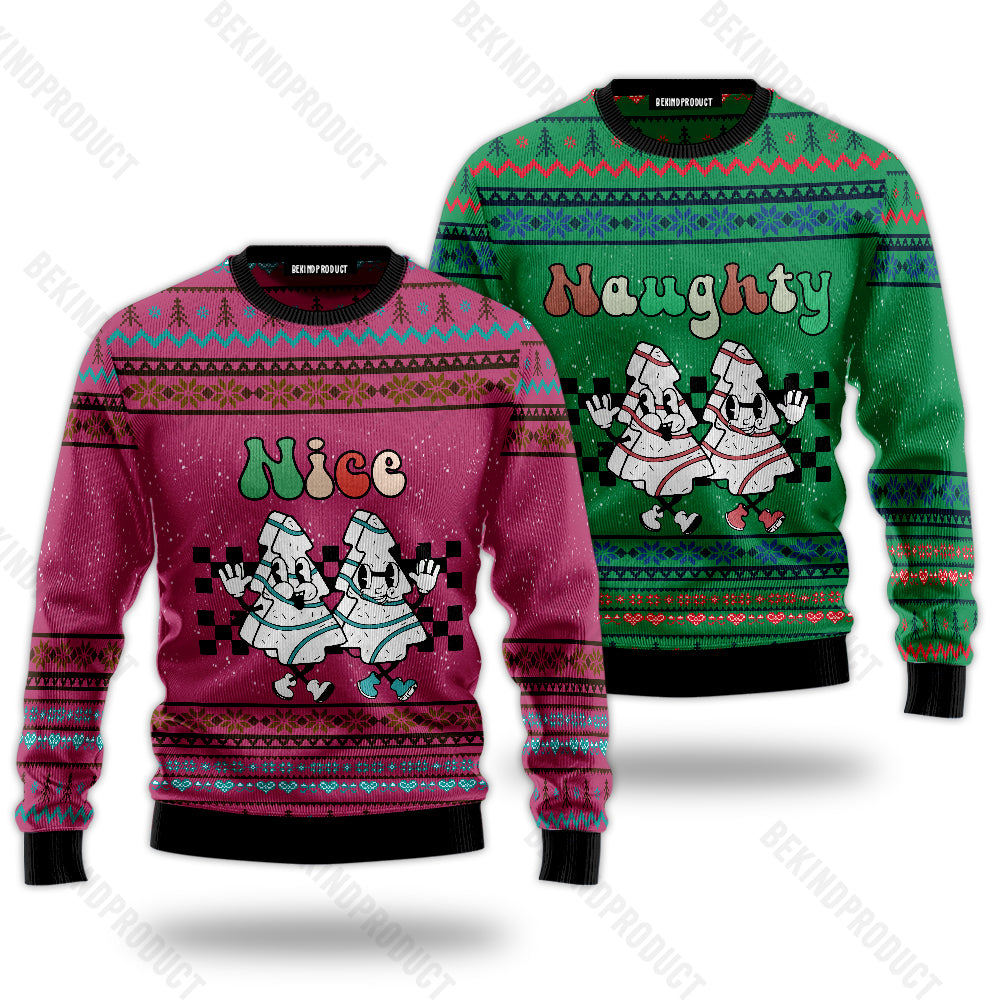 Snack Nice Naughty Couple Ugly Christmas Sweater Christmas Gift Anniversary Sweater USNC1031