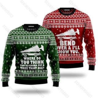 Bend Over And I'll Show You Couple Ugly Christmas Sweater Christmas Gift Anniversary Sweater USNC1034