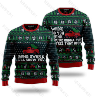 Bend Over And I'll Show You Couple Ugly Christmas Sweater Christmas Gift Anniversary Sweater USNC1047