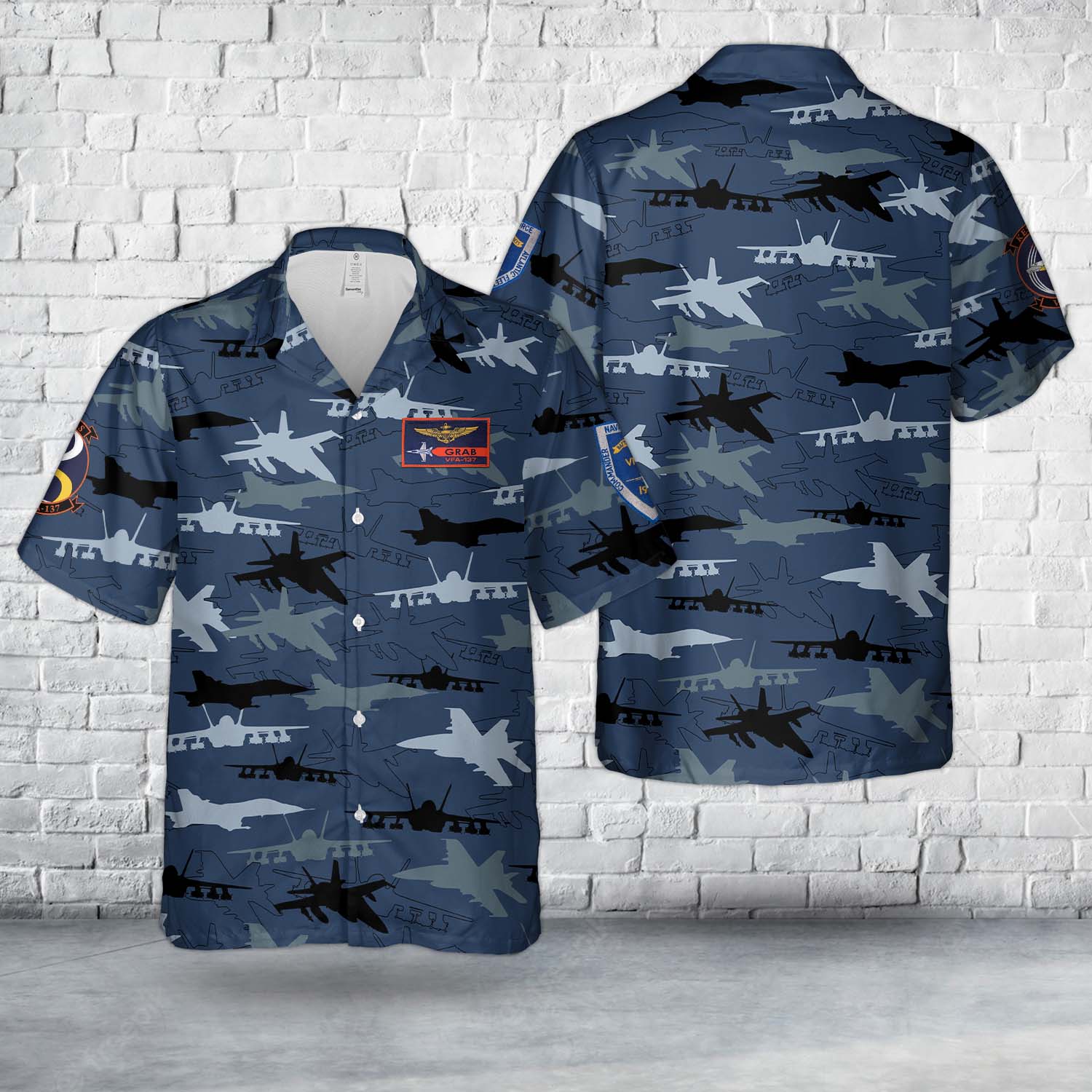 US Navy VFA-137 McDonnell Douglas F/A-18 Hornet Silhouettes Hawaiian Shirt