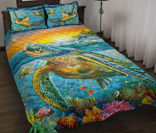 Underwater Turtles Star QBS Quilt Bed Set Bedroom Decoration Twin/Queen/King Size Bedding