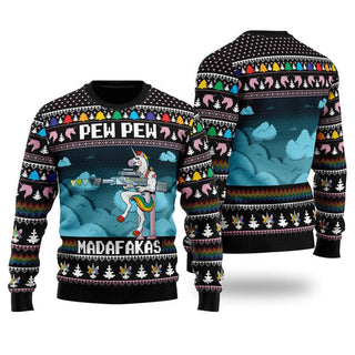 Unicorn Pew Pew Ugly Christmas Sweater For Men & Women Christmas Gift Sweater US1642