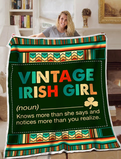 Vintage Irish Girl Blanket Sofa Bed Throws Lightweight Bed Blanket For All Season - Irish Gift