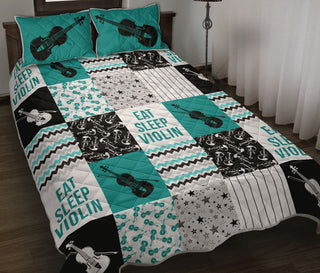 Violin Shape Pattern QBS Quilt Bed Set Bedroom Decoration Twin/Queen/King Size Bedding