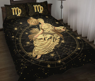 Virgo Golden Western Zodiac QBS Quilt Bed Set Bedroom Decoration Twin/Queen/King Size Bedding