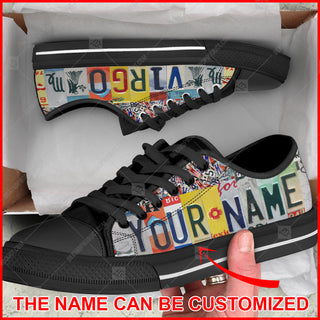 Virgo Zodiac License Plates Low Top Shoes Canvas Shoes - Personalized Custom - Best Gift For Men And Women