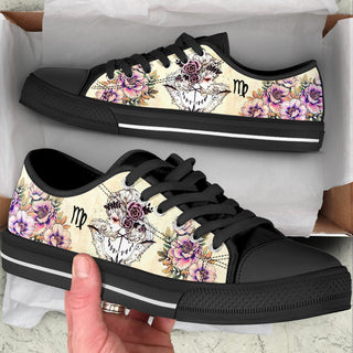 Virgo Zodiac Vintage Flower Low Top Shoes Canvas Print Lowtop Trendy Fashion Casual Shoes Gift For Adults