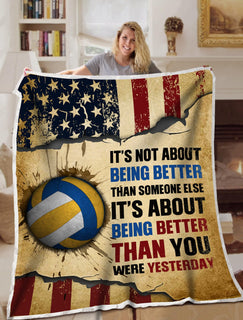 Volleyball It's About Being Better Than You Were Yesterday Blanket Sofa Bed Throws Cozy Lightweight Bed Blanket Soft Suitable For All Season