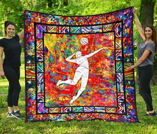 Volleyball Paint Art Color Quilt Full Soft Material Print Multiple Size Gift Bedroom Decoration