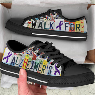 Walk For Alzheimer's Shoes License Plates Low Top Shoes Canvas Shoes - Best Gift For Men And Women