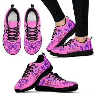 Walk For Pancreatic Cancer Sneaker Pink Comfortable Walking Running Lightweight Casual Shoes