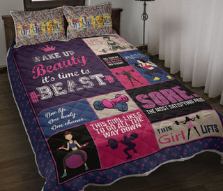 Weightlifling Wake Up Beauty It's Time To Beast QBS Quilt Bed Set Bedroom Decoration Twin/Queen/King Size Bedding