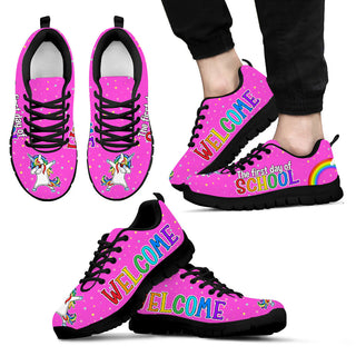 Welcome The First Day Of School Unicorn Flossing Sneaker Walking Shoes - Best Gift For Teacher, School Shoes