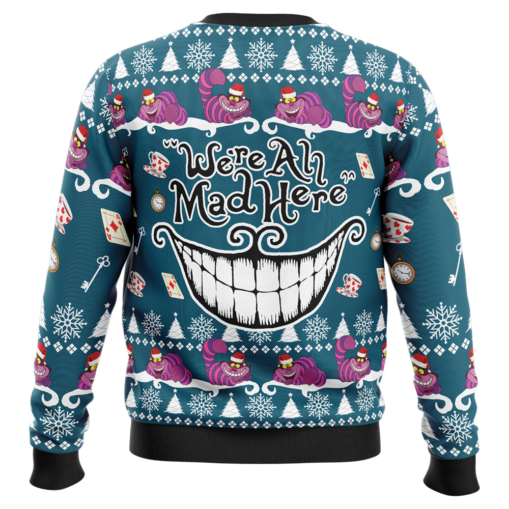 We're All Mad Here Alice in Wonderland Ugly Christmas Sweater