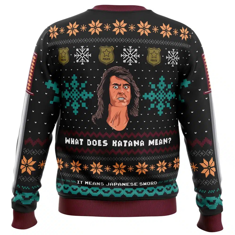 What does Katana mean? Samurai Cop Ugly Christmas Sweater