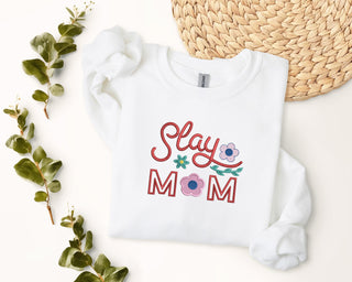 Slay Mom Embroidered Shirt, Mother's Day Sweatshirt, Mom Sweatshirt