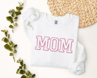 Pink MOM Embroidered Shirt, Mother's Day Sweatshirt, Mom Sweatshirt